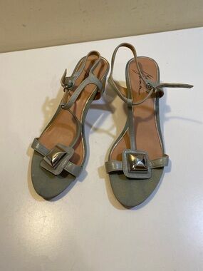 BADGLEY MIRSHKA Women's Strappy Block Heel Sandals in Olive Green  8.5M